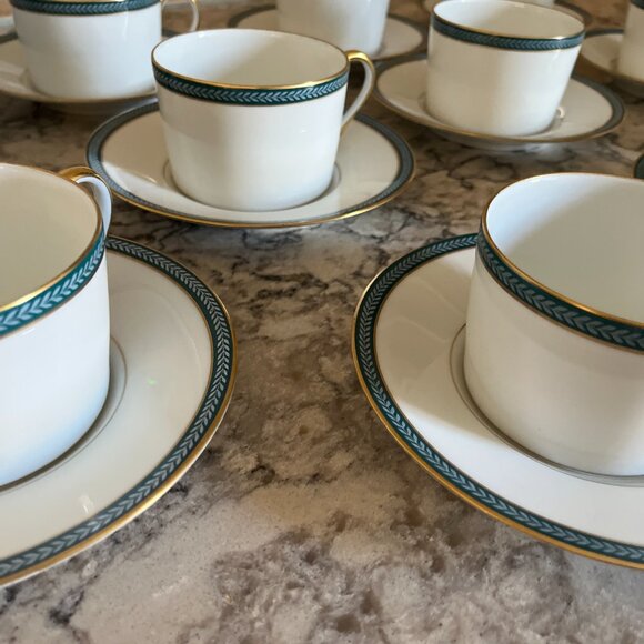 Raynaud Limoges France Limoges Cup & Saucer Set LAURIER BLUE By Ceralene - Picture 2 of 6